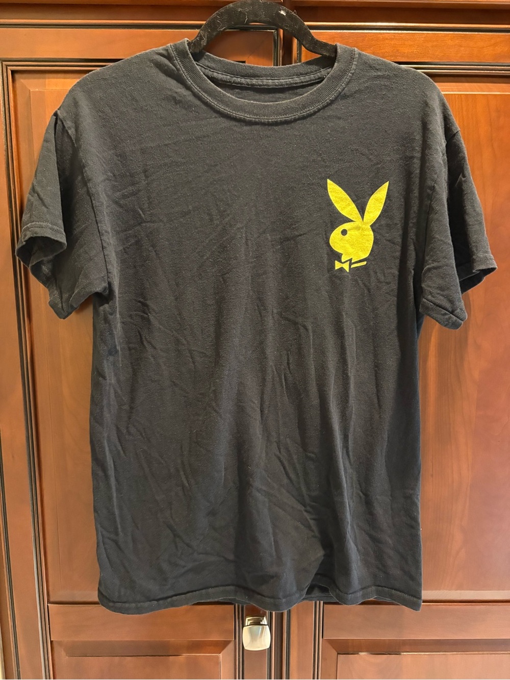 Playboy T-Shirt Mens Large Black Wash Short Sleeve PB Bunny Logo Tee - Men’s S/M